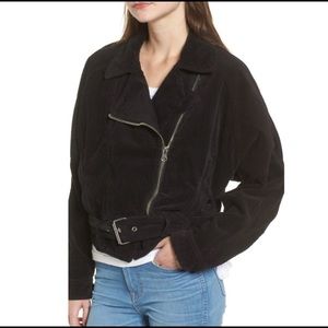 Free people Black Corduroy Moto Jacket SZ SM